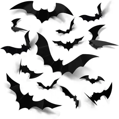 Halloween Decoration Set, 3D Black Spider and Bat Wall Stickers