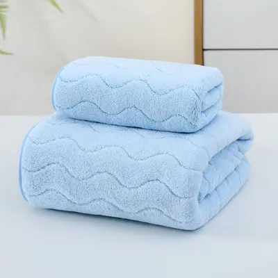 Emici mercan kadife havlu ve banyo havlusu iki parçalı set ev havlusu yumuşak ve cilt dostu tüy bırakmayan yüz havlusu banyo havlusu - 10