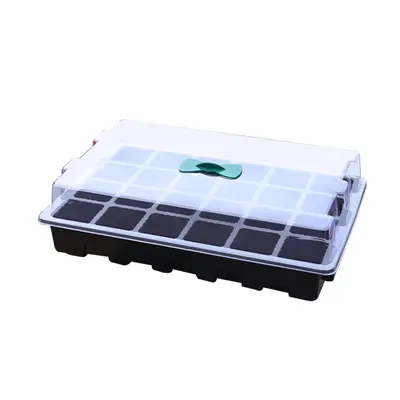 Black 12-Hole Seedling Tray Set, Three-Piece, Large Holes