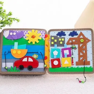 Felt Fabric Quiet Book, Montessori Baby Book with 3D Deer