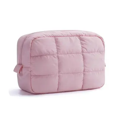 Gesteppte Kosmetiktasche im Puffy-Design, tragbarer Reiseorganizer - 7