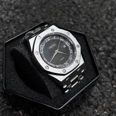 Men's quartz watch waterproof roman numerals steel strap - 2