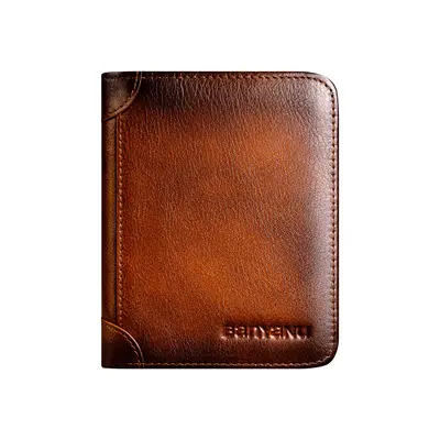 Men's Genuine Leather RFID-Blocking Bi-Fold Cowhide Wallet - 6