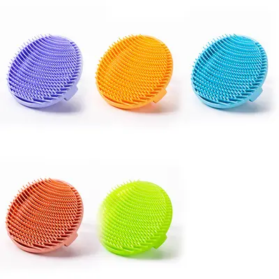Home silicone bathroom brush bath brush massage detoxifying shampoo brush soft hair peeling cleansing cute face washing brush - 8