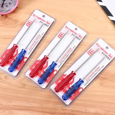 Transparent Handle Mini Screwdriver, Flat and Phillips Tips, Crystal