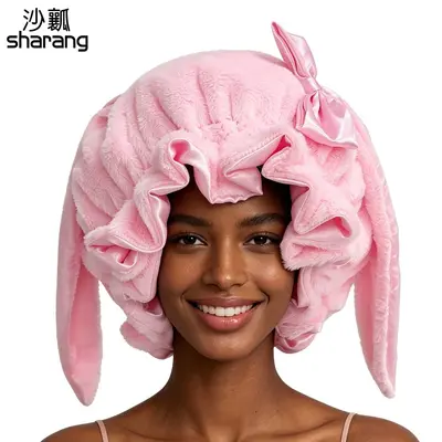 Double-Layer Bunny Ear Cap, Women's Hair-Protecting Satin Sleep Cap - 9