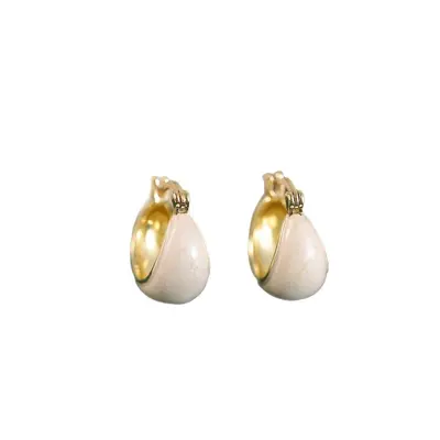 Minimalist Drip Glaze White Earrings for Women, 2026 Model
