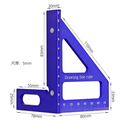 Aluminum Alloy Woodworking Right Angle Square 7 Inch, 90 Degree, Imperial/Metric - 11
