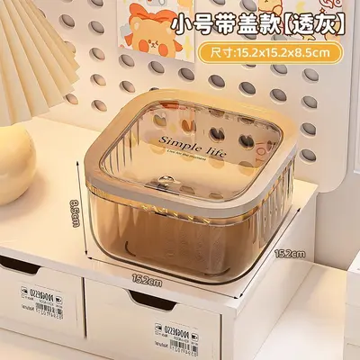 Desktop storage box, cosmetics, transparent with lid - 7