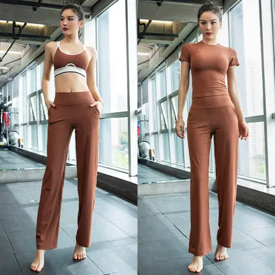 Kadın yoga takımı, slender fit, kısa kollu, hızlı kuruyan
