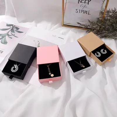 Drawer Jewelry Box Earring Stud Packaging Carton Ring Earring Box Can Add Logo Necklace Box