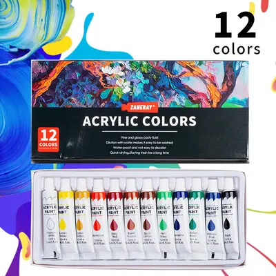 Akrilik boya seti 12 ml, çocuk çizim, DIY yumuşak tüp - 7