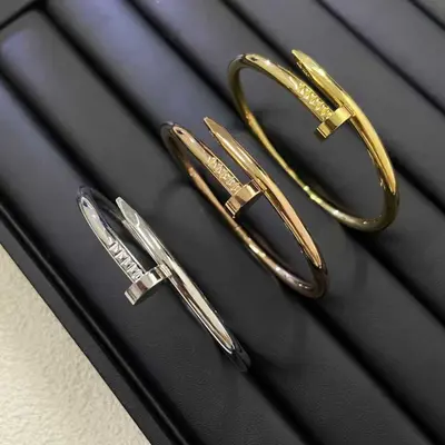 Klasik çivi bileklik, katı metal, çift model - 7