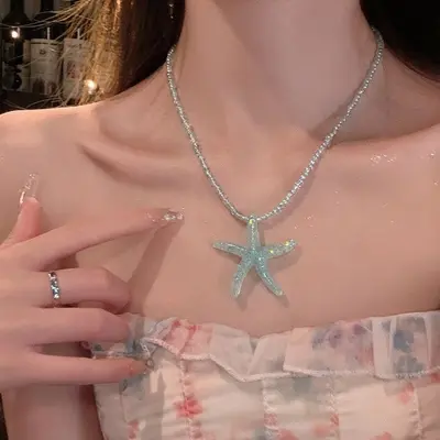 Pearl and shell bead necklace, beach vacation style - 11