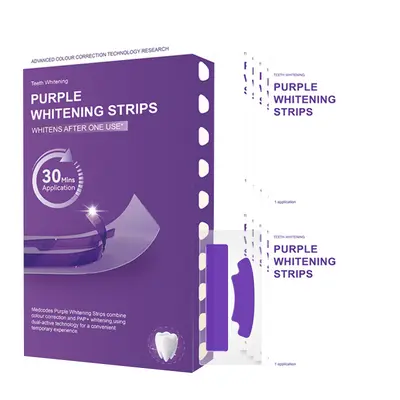 V34紫色牙贴 去黄炫白牙齿贴片Purple Whitening Strips美白牙贴