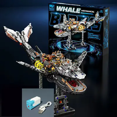 Leuchtendes halbmechanisches Wal-Bausteinset, Lego-kompatibel - 8