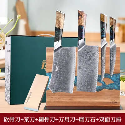 大马士革厨房刀具套装5件套多款式套刀家用菜刀乔迁入伙礼品礼盒 - 9
