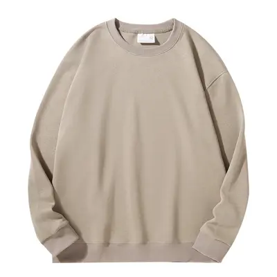 320G schwere chinesische Baumwolle verdickt einfarbiger Pullover Herren Herbst und Winter Übergroße niedrige Schulter modische Marke lockerer Rundhals-Pullover - 13