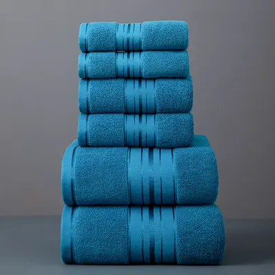 Cotton 6-Piece Towel Set Thick Bath Towels - 2