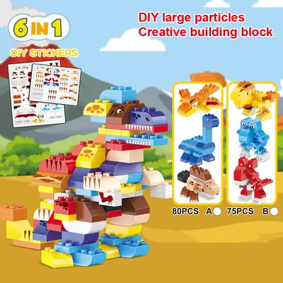 Large particle DIY building blocks, train toy