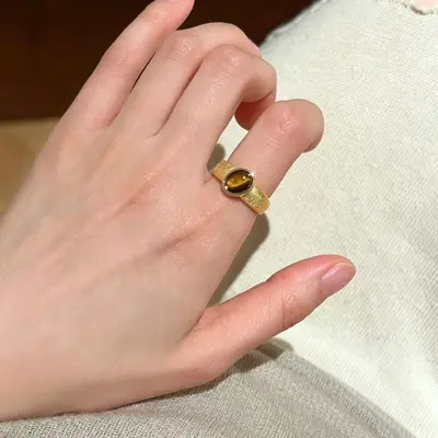 S925 sterling silver geometric zircon stackable ring, gold-plated - 6