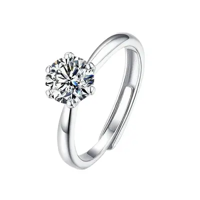 Sechszackiger Moissanit-Ring, Verlobung, Paarstil - 5