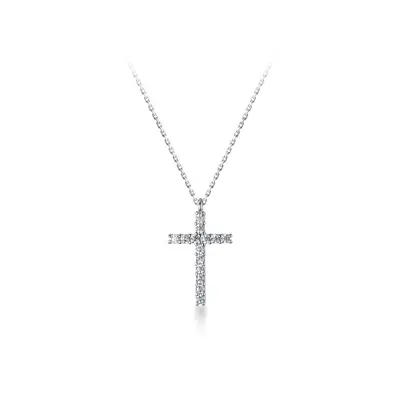S925 gümüş 14K altın çapraz kolye, elmas - 5