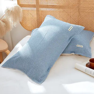Pure Cotton Gauze Pillow Towel Set of 2, Single Size, with Ties - 4
