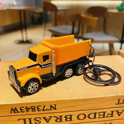 Alloy Construction Vehicle Excavator Keychain and Bag Charm, Couple Gift Set - 12