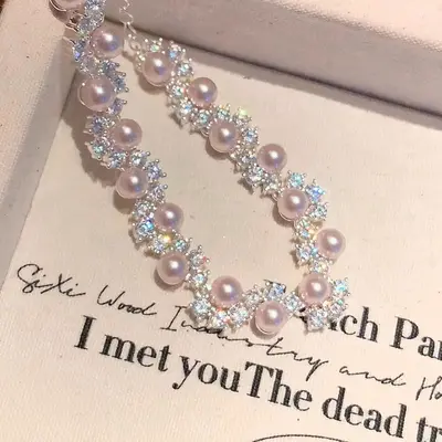 French-style micro-set zircon pearl bracelet for women - 5