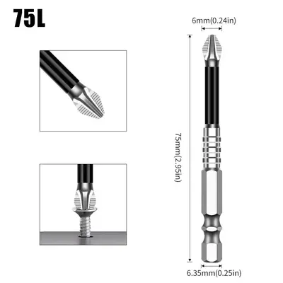 K5 kaymaz bit S2 güçlü manyetik 5A siyah kaymaz çapraz bit el matkabı elektrikli tornavida yüksek sertlik - 11