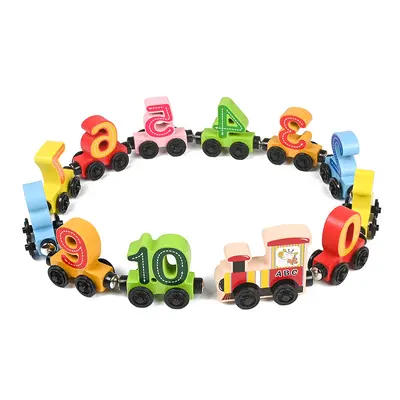 Wooden Magnetic Digital 12-Section Combined Small Train Toy for Children, Boys and Girls Ages 2-4, Baby Early Education Enlightenment - 6