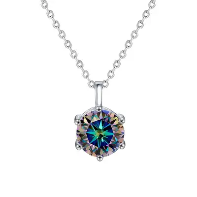 Moissanite sterling silver necklace, 925, versatile pendant - 12