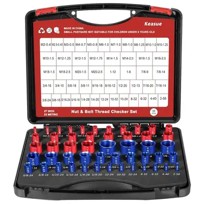 52-Piece Nut and Bolt Thread Gauge Set, 28 Inch and 24 Metric, in Box - 7