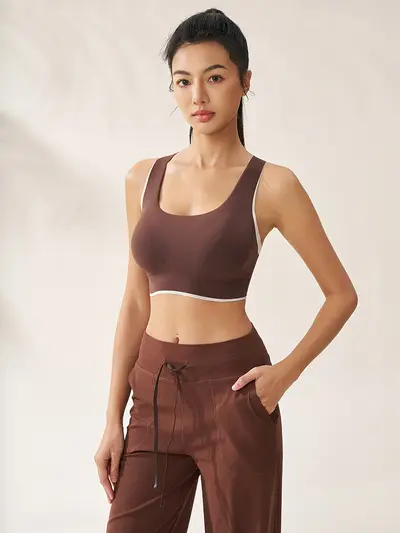 Damen Sport-BH nahtlos feste Schale kontrastfarben