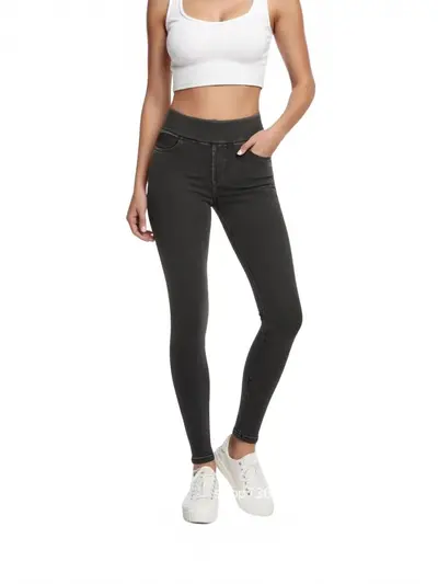 Faux Denim Look Women's Yoga Leggings Hip-Lifting 4 Pockets - 4