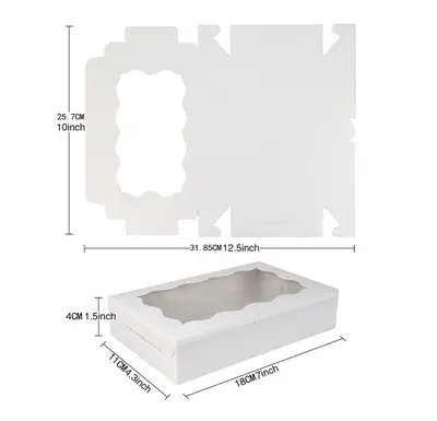 Kraft Paper Cake and Cookie Box with White Clear Window - 7