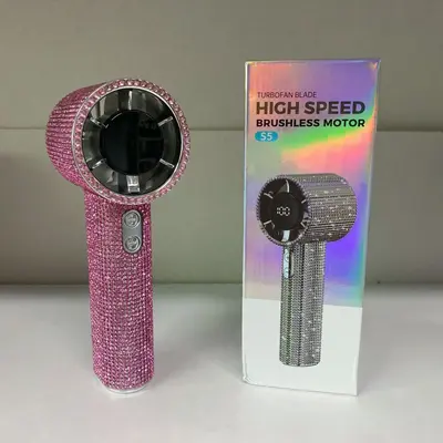 Rhinestone Handheld Mini Fan, USB Rechargeable, Portable - 8