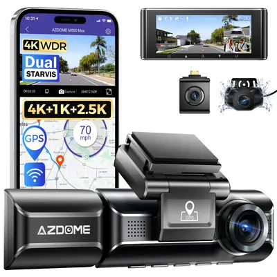 AZDOME araç kamerası üç lens 4K 1080P 1440P GPS - 9