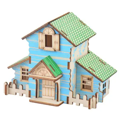Ahşap 3D Stereo Puzzle Küçük Ev, Çocuklar için El Yapımı DIY Montaj - 13