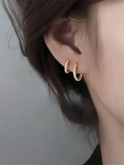 925er Silber Ohrstecker mit Rhinestones - 3