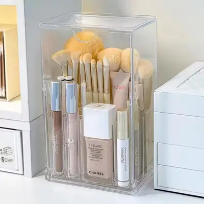 Acrylic cosmetic storage box, compartmented, dustproof