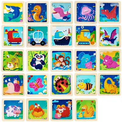 Puzzle oyuncak erken eğitim zeka geliştirici kız erkek çocuk dokuz parça blok bebek çocuk zeka gelişimi ahşap karikatür hayvan yerleştirme paneli