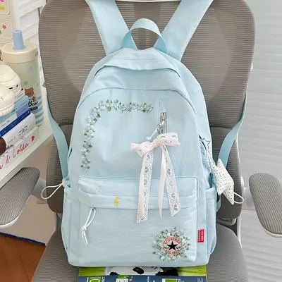 Neue grenzüberschreitende Freizeit-Trend-Rucksack mit Blumenmuster hochwertige leichte Schultasche großes Fassungsvermögen beliebter Campus-Rucksack - 13