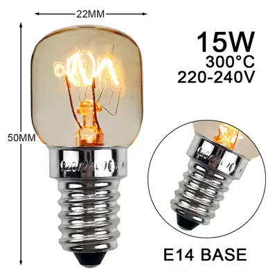 15W 25W E14 Oven and Microwave Bulb, Heat Resistant up to 300 Degrees
