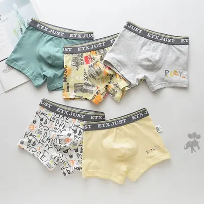Erkek çocuk %95 pamuklu boxer, 5'li paket