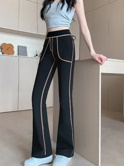 Women's Micro Flare Long Yoga Pants, Autumn Winter - 6