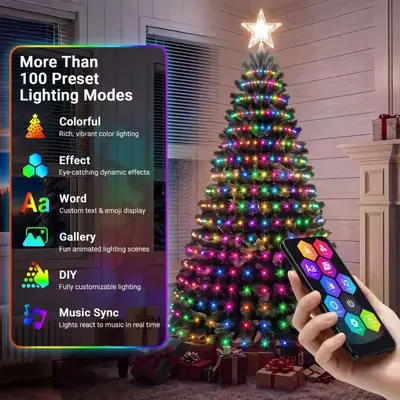 Smart LED Christmas Tree Lights, Remote Control, Programmable, for Garden