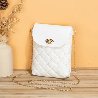 Women's Printed Single Shoulder Bag, Lock Buckle, Plaid Pattern - 7