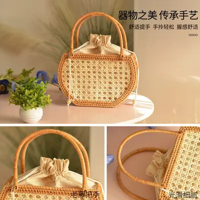 Handmade Vietnamese Woven Basket, Nordic Style Picnic and Outing Basket - 3